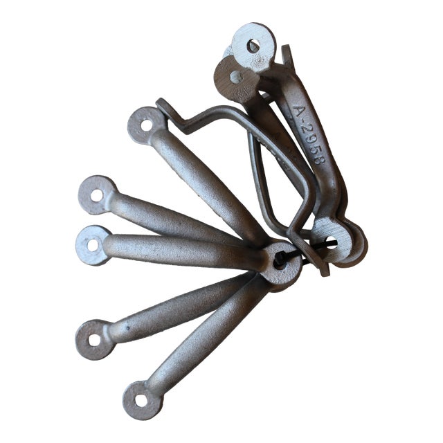 Set of 10, French Industrial Cast Aluminum Drawer Pulls For Sale
