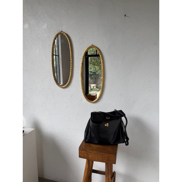 Gold Antique Oval Mirrors in Wood, 1890s, Set of 2 For Sale - Image 8 of 18