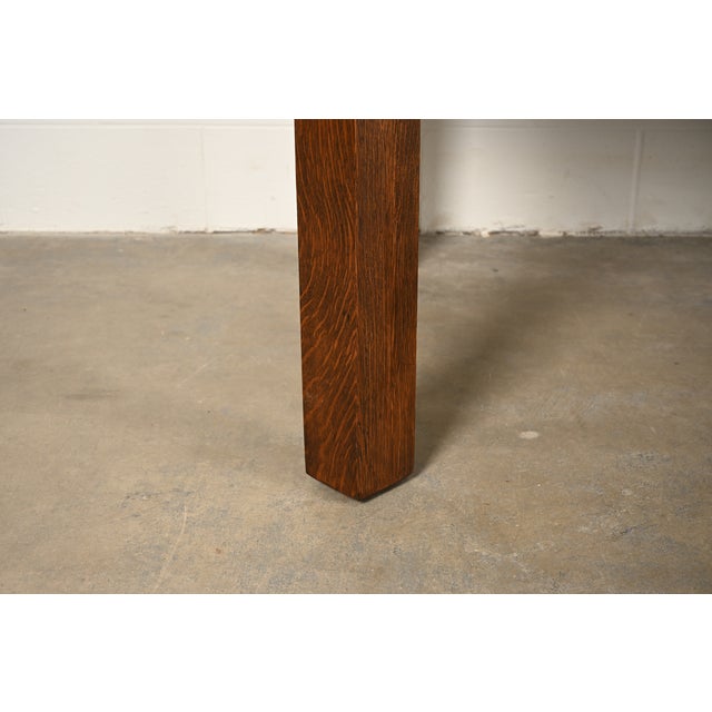 Limbert Antique Mission Oak Arts & Crafts Five-Leg Extension Dining Table, Newly Refinished For Sale - Image 10 of 11