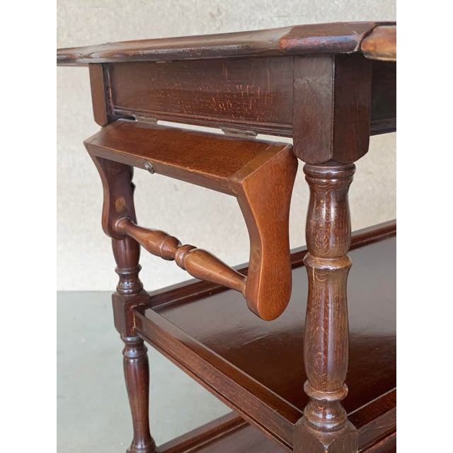 Early 20th Bar Cart With Three Tier and Two Leafs Convertible in Tea Table For Sale - Image 11 of 13