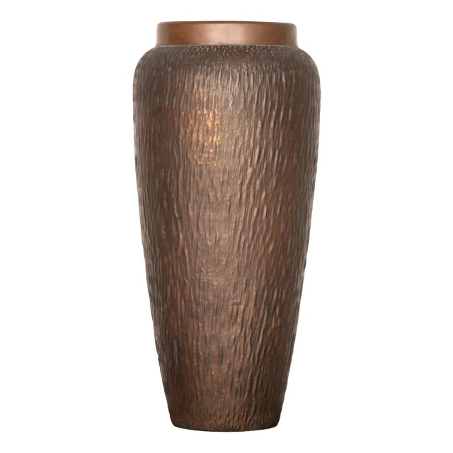 Vintage Brutalist Hammered Copper Umbrella Stand, 1970s For Sale