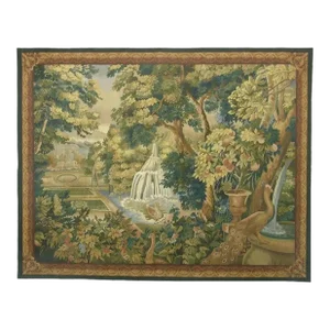 Vintage Tapestry Depicting a Secret Garden
