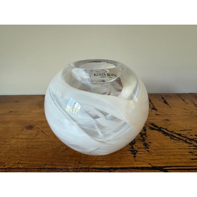 Kosta Boda Large White , "Cool Moon" Sphere Votive Holder Designed by Anna Ehrner. Anna Ehrner, born 1948 in Stockholm...