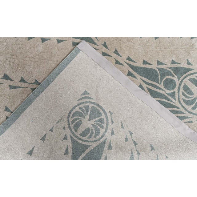 Art Nouveau Modern Spiral Arabesque Taupe With Forest Green Rug "Nautilus" For Sale In New York - Image 6 of 8