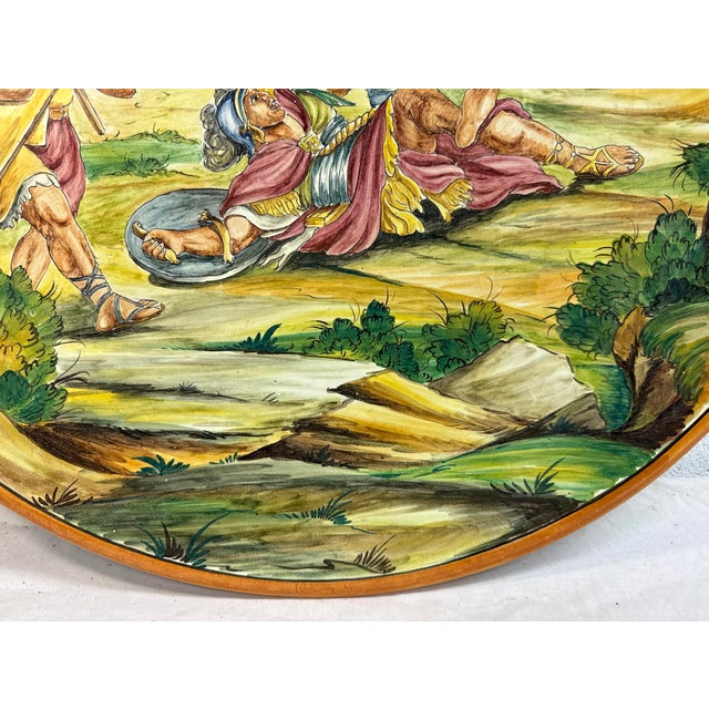 Large Vintage Hand Painted Italian Majolica Pottery Charger Dish Plate 20 Inches For Sale - Image 10 of 12