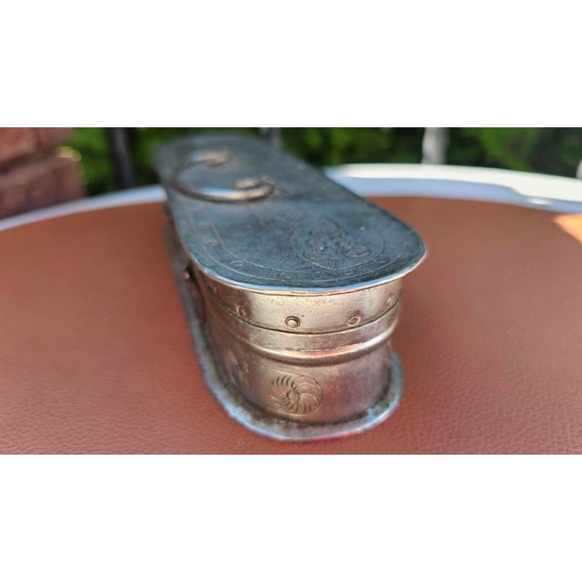 Pre-war oblong plated box / pencil case, dimensions: height 5.2 cm, width 23.2 cm, depth 7.3 cm.
