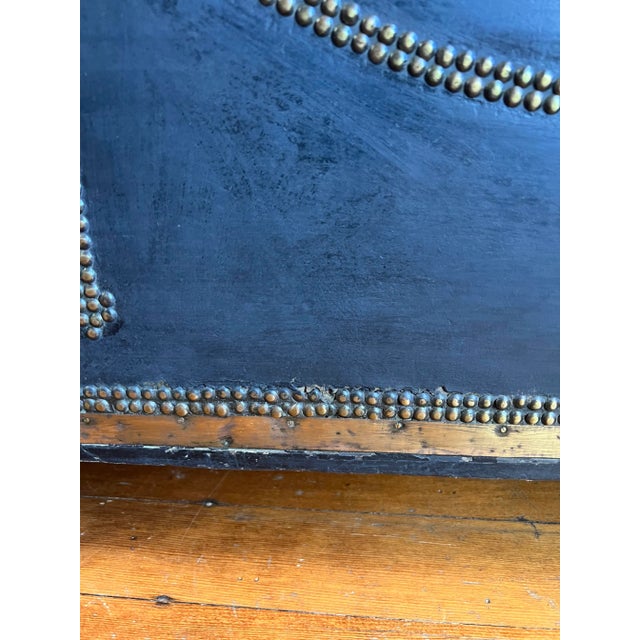 19th Century Vintage Trade Large Leather & Brass Trunk For Sale - Image 12 of 12