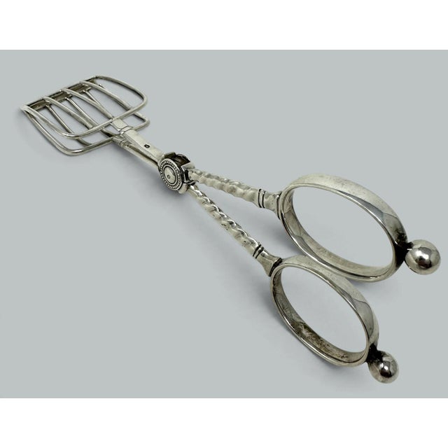 Antique Vintage English Sterling Silver Asparagus Tongs Ben Wade Sheffield 1921 For Sale - Image 4 of 9