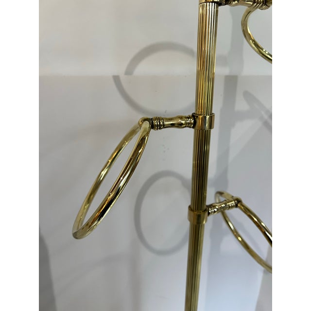 Vintage Solid Brass Towel / Valet Stand With Ring Holders – Mid Century Traditional For Sale In Chicago - Image 6 of 12
