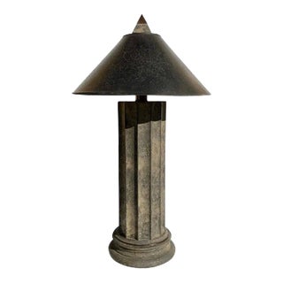 1980s Faux Stone Architectural Column Lamp For Sale