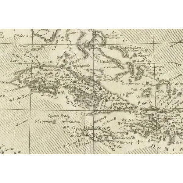 Beige Authentic Antique Map of the Caribbean, Gulf Coast and Central America, 1787 For Sale - Image 8 of 10