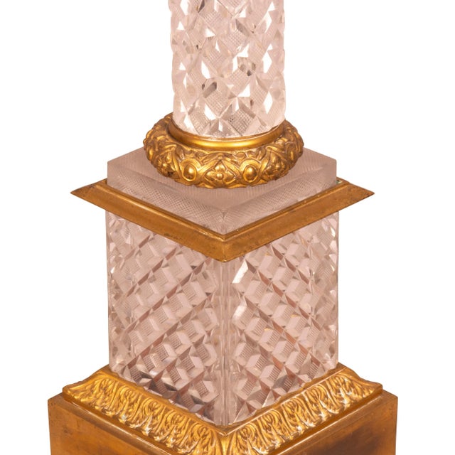 Metal Baccarat Style Cut Glass and Bronze Mounted Table Lamp For Sale - Image 7 of 9