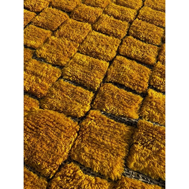 Yellow Mrirt Moroccan Wool Rug – Handmade Thick Wool Berber Rug For Sale - Image 6 of 10
