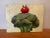 Small oil painting of broccoli and tomato. Rich colors and amusing combination. Painting by Maine Artist Carolyn Whitaker.