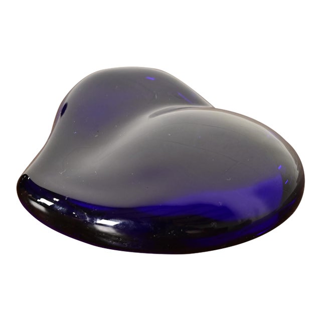 Elsa Peretti for Tiffany & Co. Cobalt Blue Murano Glass Heart Shaped Paperweight For Sale