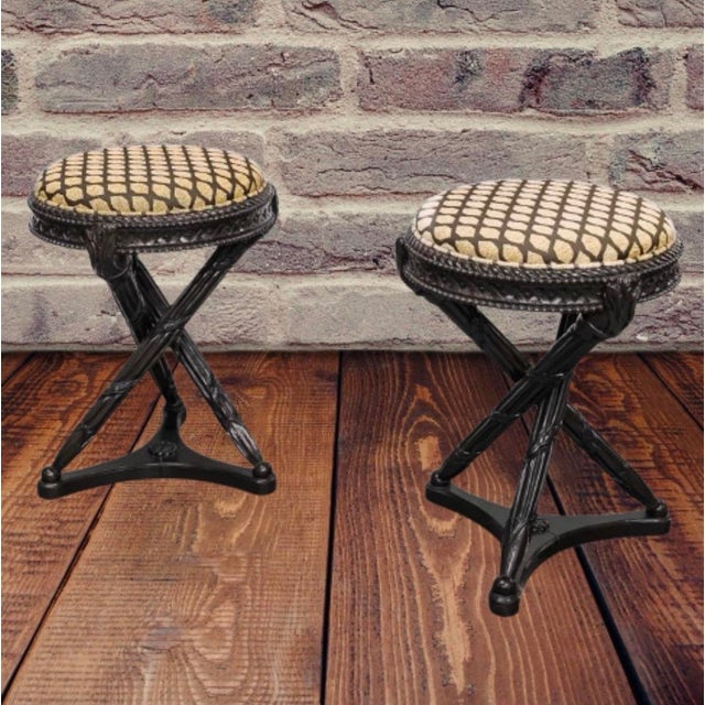 American c.2000 Nancy Corzine Carved Hardwood Tripod Base Stool. For Sale - Image 3 of 10
