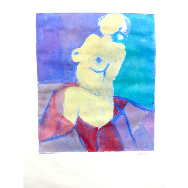 Figurative "French Woman" Contemporary Figurative Female Nude Gouache Painting by Martha Holden For Sale - Image 3 of 5