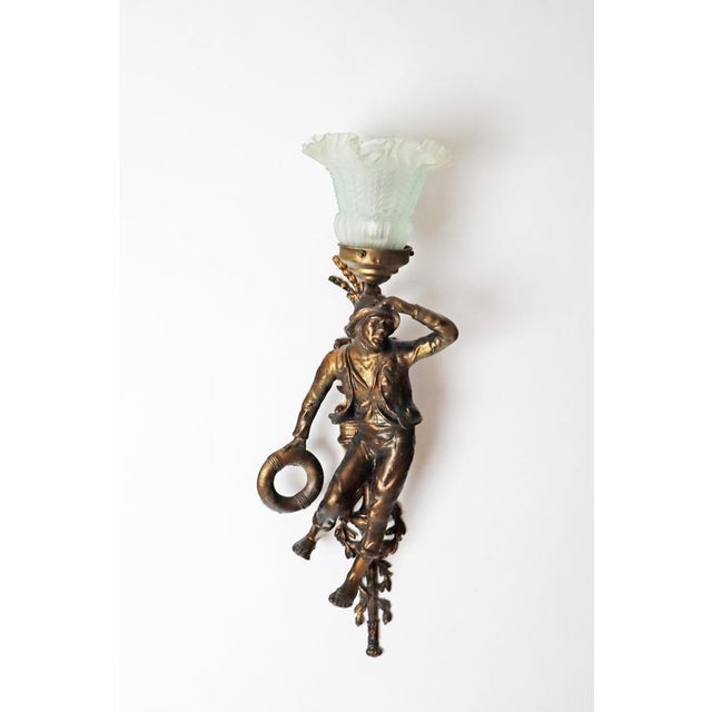 Art Nouveau Figural Wall Sconces of Sailor and Female Farmer, France, 1890, Set of 2 For Sale - Image 12 of 18