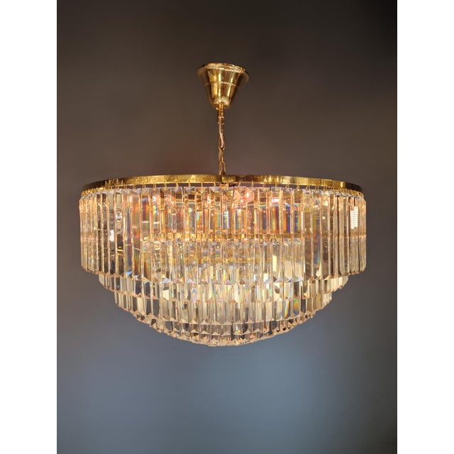 Art Deco Postmodern Modern Gold Brass Round Chandelier Art Nouveau XXL For Sale - Image 3 of 11