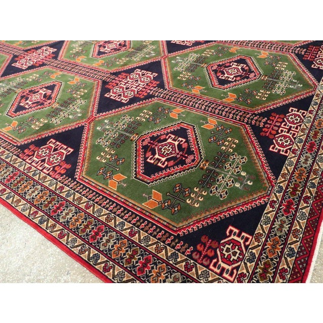 Olive Galerie Shabab Collection Tribal Mid-20th Century Handmade Central Asian Turkoman Room Size Carpet For Sale - Image 8 of 10