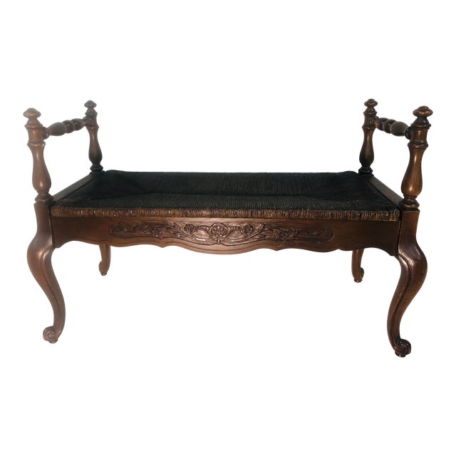 Mid Century French Provincial Rush Seat Bench Chairish