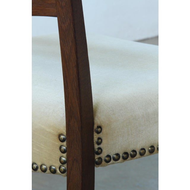 Mid-Century Modern Brutalist Dark Oak Chairs in Light Upholstery, Denmark, 1960s, Set of 6 For Sale - Image 3 of 15