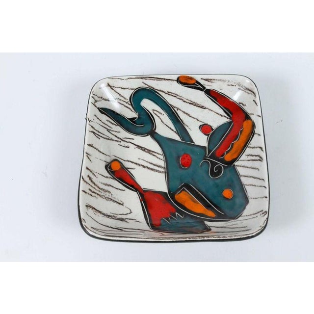 Animal Skin Set of Four Italian Leather-Backed Ceramic Dishes Florence, Circa 1950 For Sale - Image 7 of 18