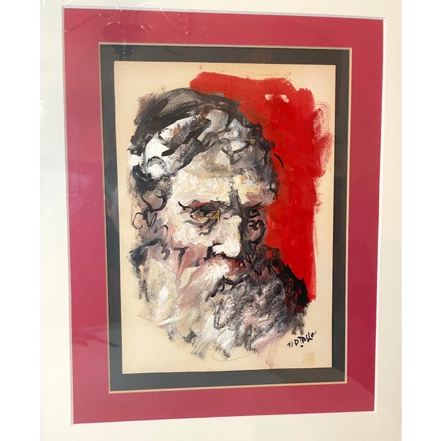1980s Vintage Original Ted Jaslow Bold Expressionist Rabbi, Judaica Oil Painting Art For Sale - Image 5 of 9