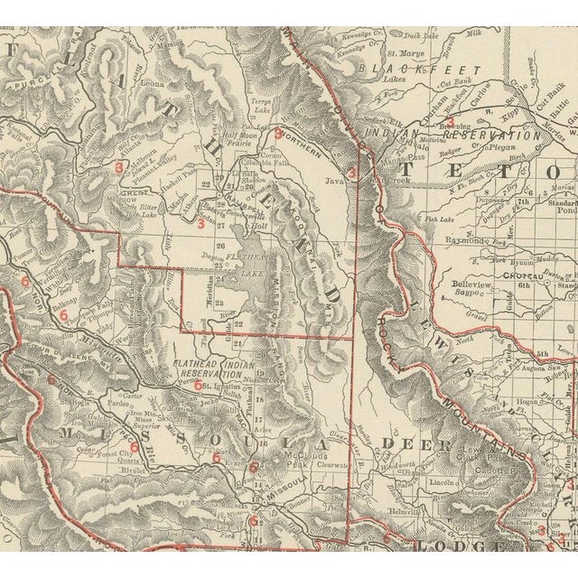 Antique Map of Montana The Treasure State by Ran McNally, 1899 For Sale - Image 4 of 12