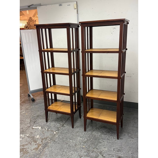 Asian Style Split Bamboo Étagère Bookcase For Sale - Image 9 of 12