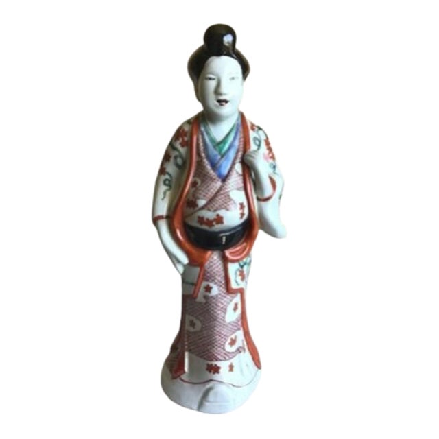 Vintage Asian Male Handcrafted Hand Painted Glossy Porcelain Figurine For Sale