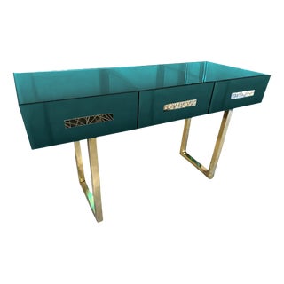 Green Console Table with Murano Mirror Glass from Justfurnituress SRL For Sale