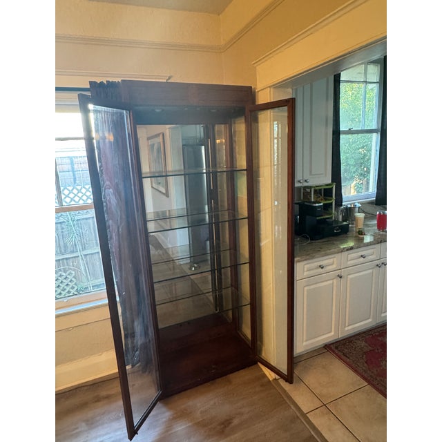 Beautiful Campaign Style Display Cabinets with Brass Accent Hinges/Pulls. Set of 2. There are stencils but no tags for...