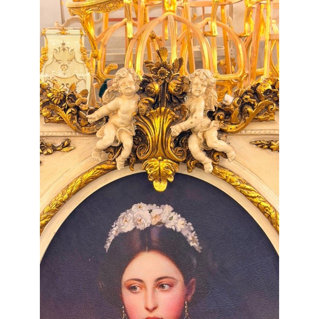 A truly dramatic French Rococo-inspired portrait statement piece, designed with the scale and elaborate ornamentation of a...