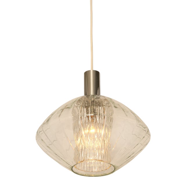 Large German Glass Pendant Light in Tulipan Form by Cosack, 1970s For Sale