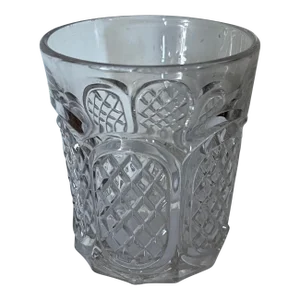 Antique 19th Century American Eapg Lattice Panel Flint Glass Crystal Whiskey Tumbler Circa 1860