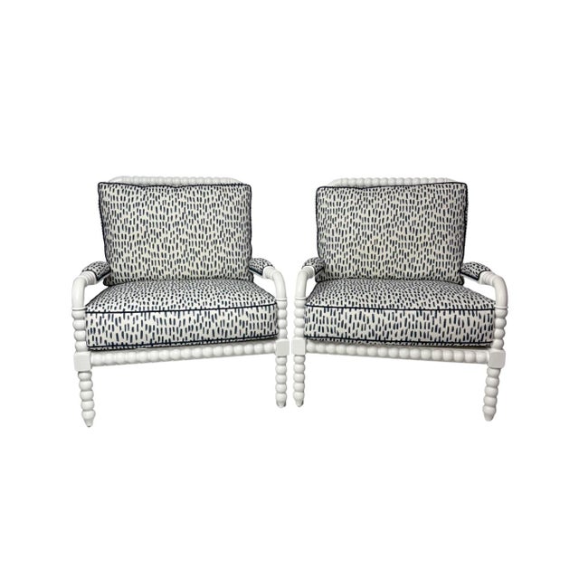 Pair of Bobbin Armchairs With Plush Upholstered Cushions & Backs For Sale In New York - Image 6 of 6