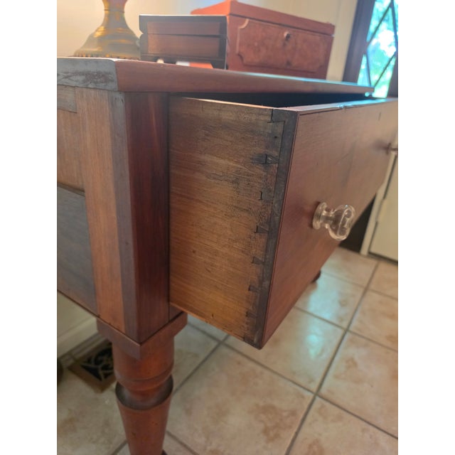 Wood Antique Early 19th Century American Country Solid Cherry One-Drawer Work Table For Sale - Image 7 of 10