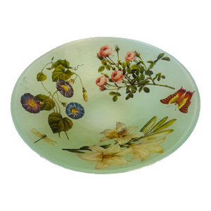 Large Decorative Glass Bowl With Floral