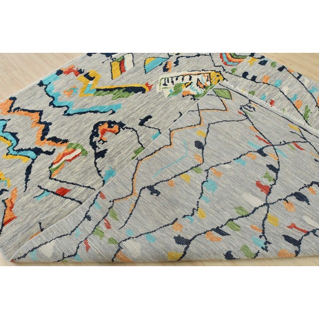 Moroccan Rug 8′ X 10’3” Gray Wool Geometric Hand-Knotted Area Carpet For Sale - Image 14 of 15