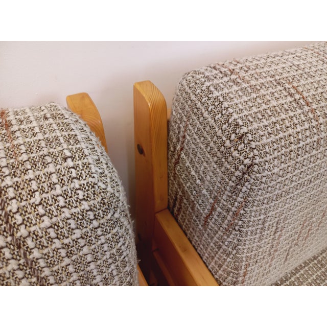 Set of Vintage Fireside Chairs in Pine and Fabric, 1970s For Sale - Image 3 of 18