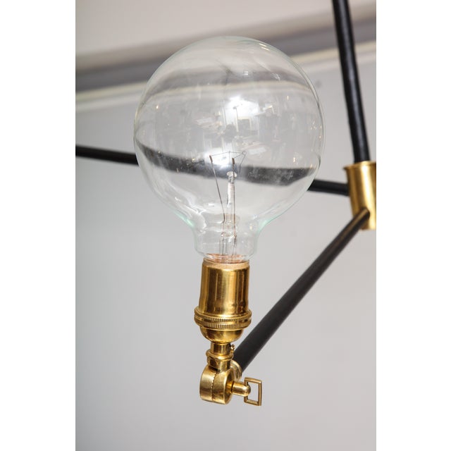 Bespoke Sculptural Leather and Brass Four-Arm Fixture With Articulating Arms For Sale In New York - Image 6 of 10