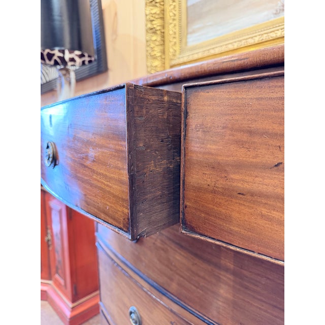 Wood Antique Georgian Mahogany Bow Front Chest For Sale - Image 7 of 11