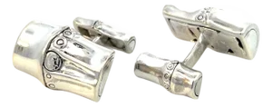 1990s Pair of Georg Jensen Estate Bambo Cufflinks Sterling Silver