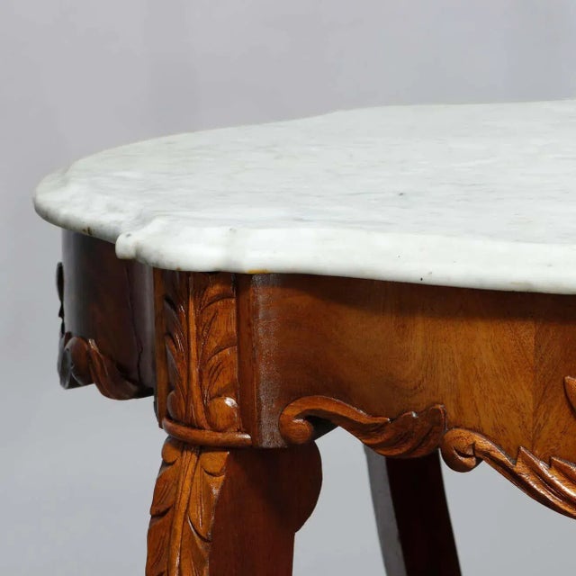 Antique Victorian Turtle Top Marble Top Mahogany & Walnut Lamp Table, Circa 1860 For Sale - Image 12 of 13