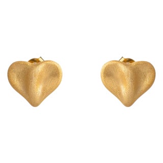 Golden Heartbeat Stud Earrings, A Pair For Sale