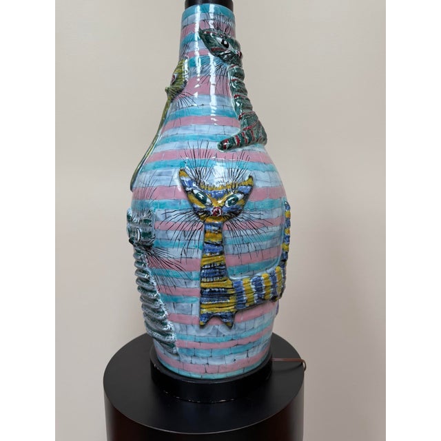 1960s Italian Large Ceramic Cat Lamp Attributed to San Polo Venice For Sale - Image 17 of 18