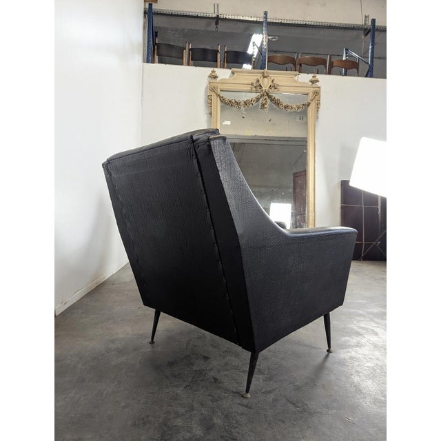 Italian Lounge Chairs in Black Imitation Leather, Set of 2 For Sale - Image 4 of 10