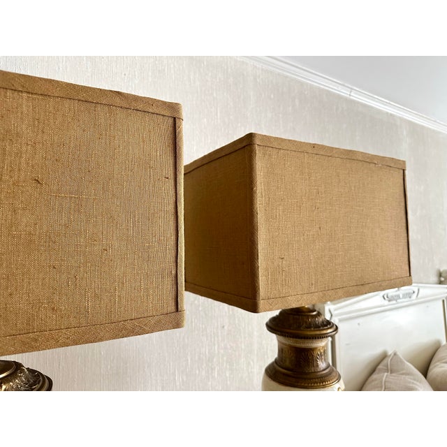 Vintage Ceramic Greek Inspired Lamp Pair With Shades - a Pair For Sale - Image 9 of 11