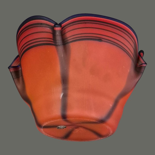 Mid-Century Modern Vintage Mid-Century Modern Rosenthal Studio Art Glass Germany Coral Red & Black Vase For Sale - Image 3 of 10